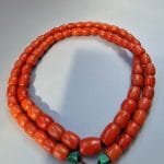 coral beads finished with turquoise