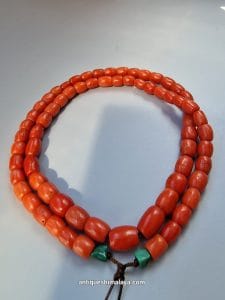 coral beads finished with turquoise