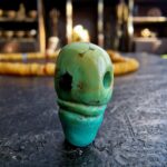 tibetan antique turquoise guru bead, 19th century, natural front view