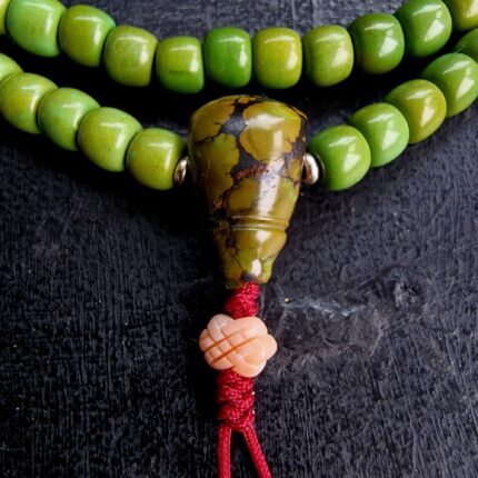Tibetan turquoise natural green and coral mala beads 108