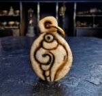 kapala white conch shell amulet hand carved himalayan ritual pendant smooth aged detail