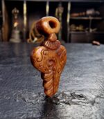 kapala conch key amulet hand carved himalayan ritual pendant aged carved detail