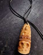 Kapala Amulet – Leg Bone Buddha Carving on Chittipati Skull - Image 2