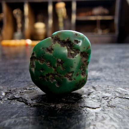 Hand-selected turquoise stone with a natural dark matrix.
