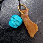Kapala Turquoise Skull Amulet – Hand Carved Ritual Bone Pendant - Image 3