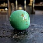 Hand-selected Tibetan turquoise with a natural dark matrix.