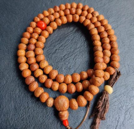 Authentic Bodhi seed mala with a natural aged patina.