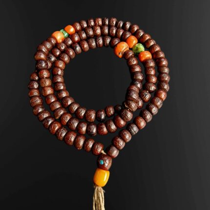 Authentic Bodhi seed mala with a natural aged patina