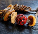 Handcrafted Tibetan Kapala wrist mala with aged patina