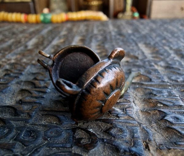 Antique Tibetan ghau box open