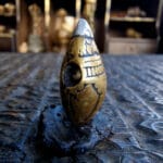 Antique copper and silver stupa full view