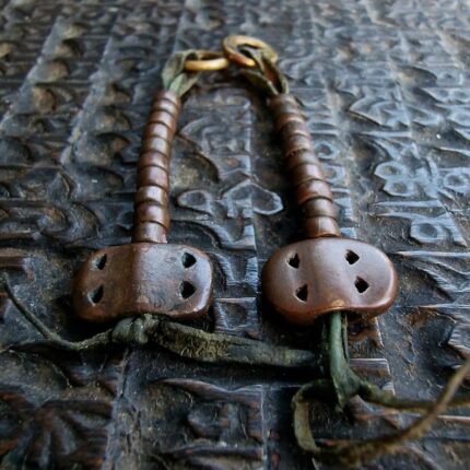 Early 20th century copper counters beads close-up