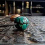 Tibetan ritual amulet with turquoise and bone