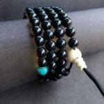 Black onyx mala necklace full view display