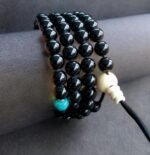 Black onyx mala necklace full view display