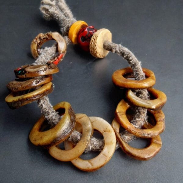 Tibetan Kapala antique wrist mala with carved skull beads