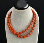 Red coral beads with 14k gold links