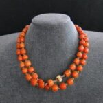 Antique coral necklace with handmade gold clasp