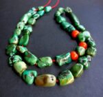 Natural turquoise beads with superb green patina