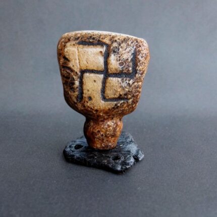 Antique kapala guru with Buddhist swastika detail