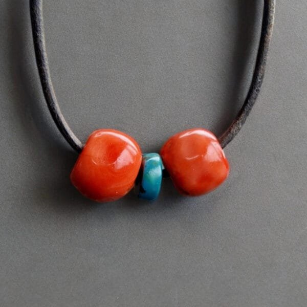 Antique Tibetan coral beads background