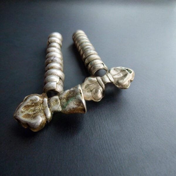 19th century Tibetan mala counter pair, vajra & ghanta