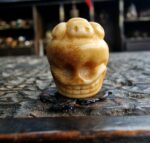 Hand-carved antique Tibetan Kapala crown skull amulet