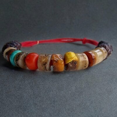 Tibetan antique Kapala bone Bracelet/Necklace | Prayer beads, old bodhi mala 108, antique Coral, Dzi beads, Tibetan Turquoise, Special Gifts