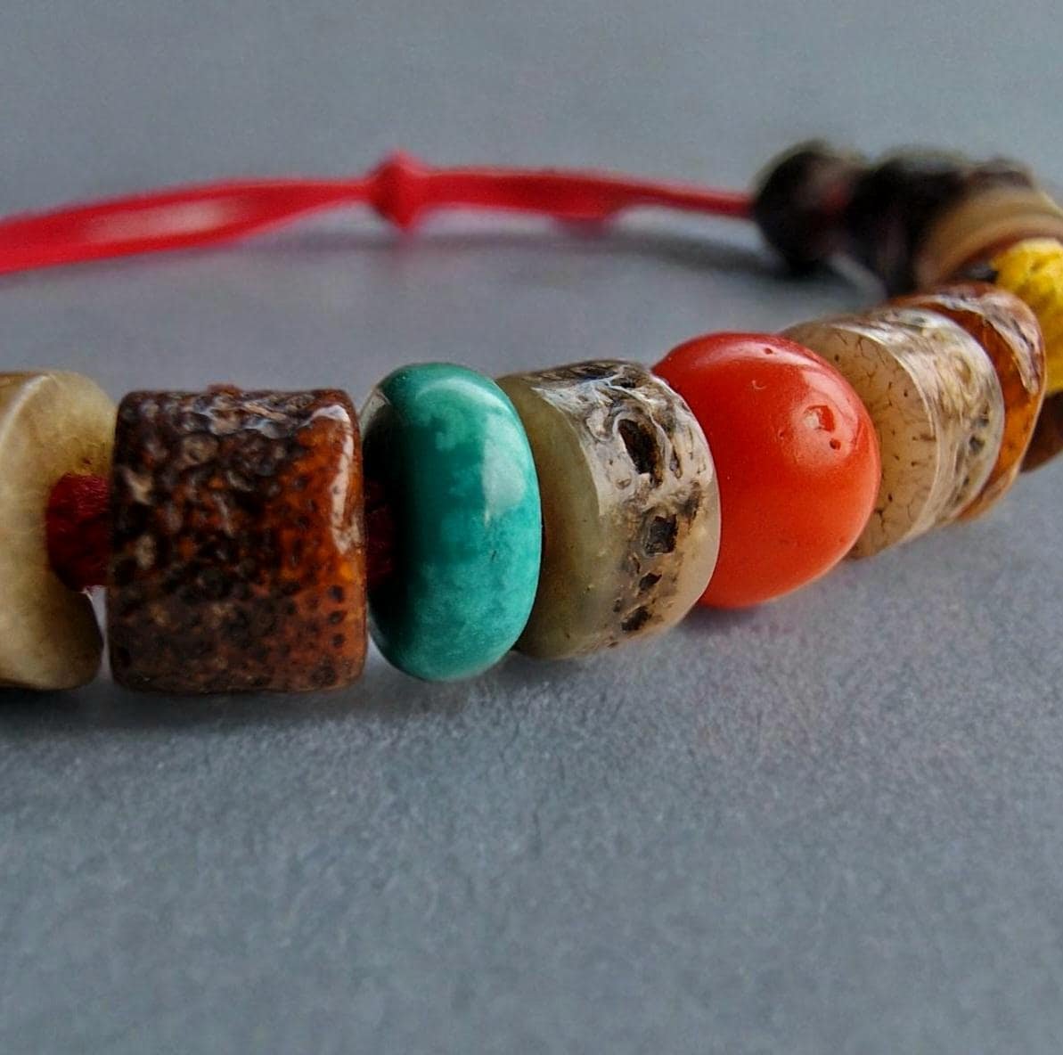 Tibetan antique Kapala bone Bracelet/Necklace | Prayer beads, old bodhi mala 108, antique Coral, Dzi beads, Tibetan Turquoise, Special Gifts - Image 7