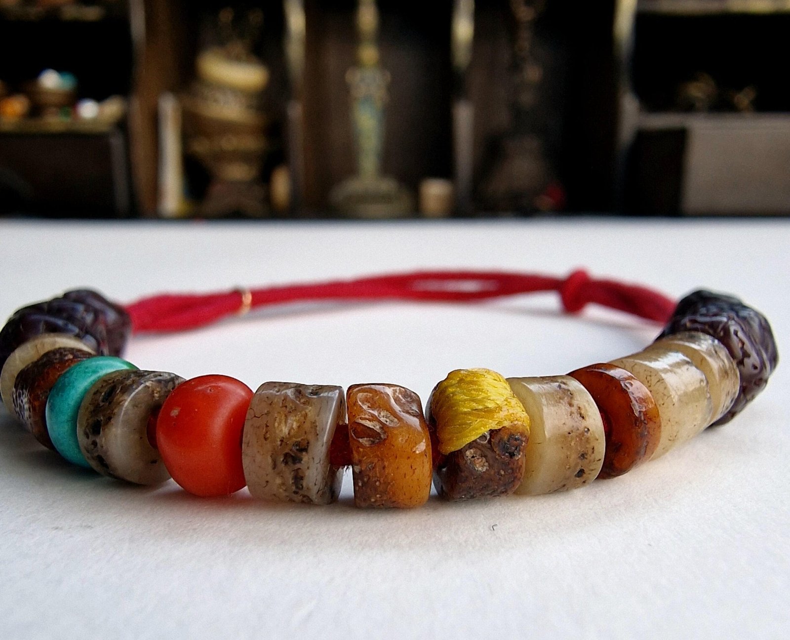 Tibetan antique Kapala bone Bracelet/Necklace | Prayer beads, old bodhi mala 108, antique Coral, Dzi beads, Tibetan Turquoise, Special Gifts - Image 15