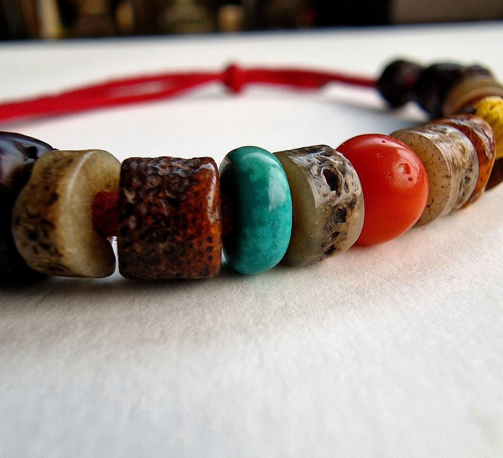 Tibetan antique Kapala bone Bracelet/Necklace | Prayer beads, old bodhi mala 108, antique Coral, Dzi beads, Tibetan Turquoise, Special Gifts - Image 16