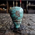 Antique Turquoise Guru Bead front view