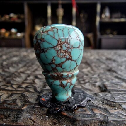 Antique Turquoise Guru Bead front view