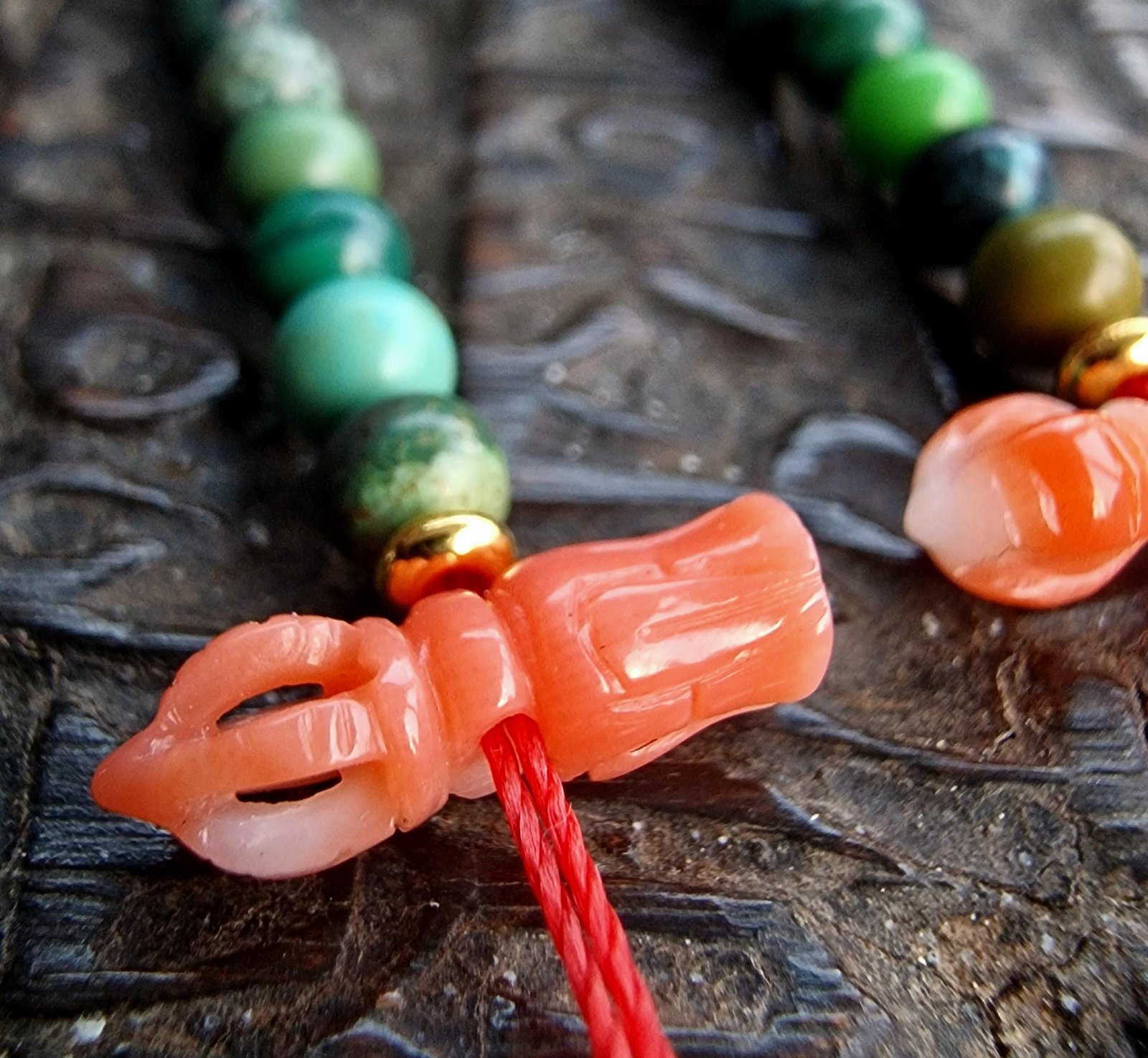 Turquoise beads, red Coral, Tibetan Mala Counters, Skull beads, Rudraksha Mala Prayer beads old 108, Dzi beads - Image 6