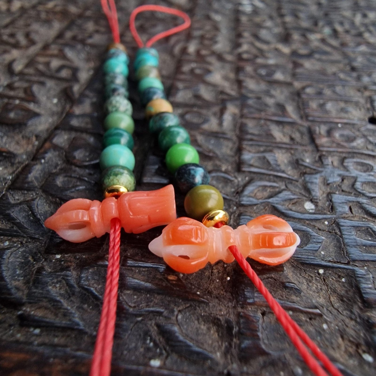 Turquoise beads, red Coral, Tibetan Mala Counters, Skull beads, Rudraksha Mala Prayer beads old 108, Dzi beads - Image 9