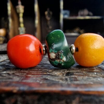 Coral, Turquoise, Amber beads necklace