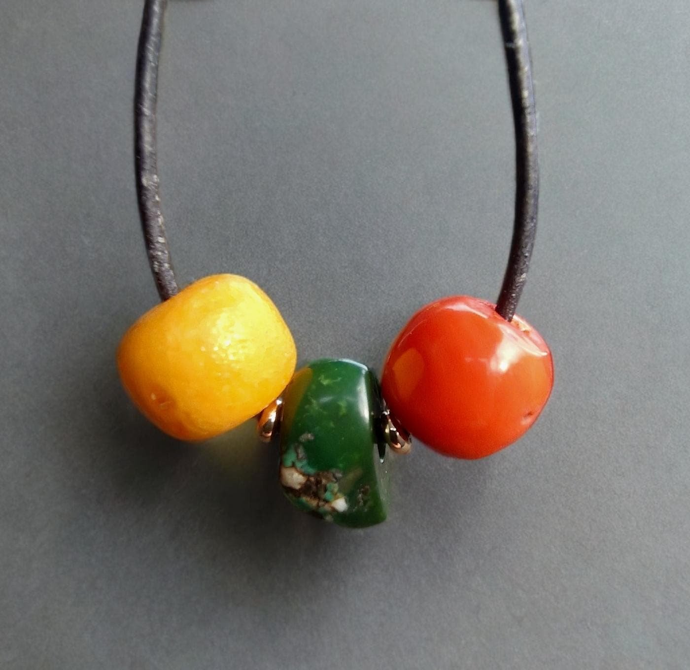 Coral, Turquoise, Amber beads necklace - Image 7