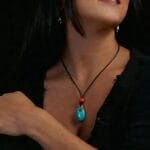 Hand-polished natural turquoise bead necklace with organic matrix.