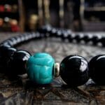 Unique Tourmaline Mala - Tibetan Turquoise - Image 5