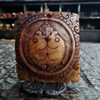 Tibetan antique Kapala Skull Amulet/Necklace | Prayer beads, old bodhi mala 108, antique Coral, Dzi beads, Tibetan Turquoise, Gift