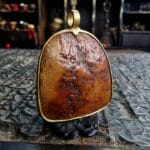 Kapala Amulet – Lama Skull Bone with Brass Frame Ritual Pendant - Image 2