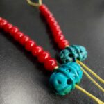 Unique Mala Counters - Coral & Turquoise Carved - Image 3