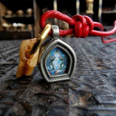 Tibetan antique Amulet, Kapala Ghau/Necklace | Prayer beads, old bodhi mala 108, antique Coral, Dzi beads, Tibetan Turquoise, Special Gifts