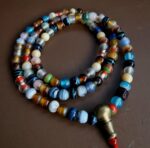 Traditional Tibetan prayer beads mala with authentic ritual patina.