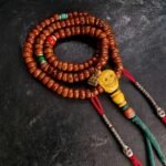 Tibetan antique Bodhi Mala old 108 / Tibetan Turquoise, red Coral, Dzi beads, Mala Prayer beads, Kapala skull beads Amulets, Special Gifts