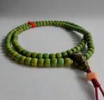 Hand-strung turquoise mala necklace featuring 108 beads and a matching Guru bead.