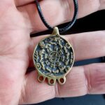 Antique Tibetan Amulet Thogchag| Sky Metal Alloy Talisman|20th Century| Rare Buddhist Protection Pendant| Turquoise, antique Coral, Dzi bead - Image 3