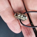 Antique Tibetan Amulet Thogchag| Sky Metal Alloy Talisman|20th Century| Rare Buddhist Protection Pendant| Turquoise, antique Coral, Dzi bead - Image 6