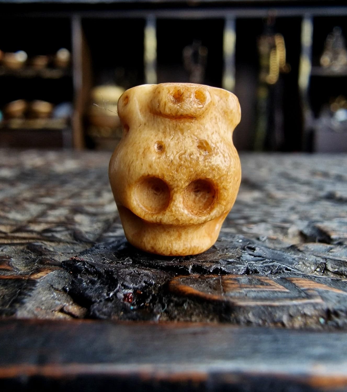 Antique Tibetan Kapala Amulet Early 20th Century Leg Bone - Image 2