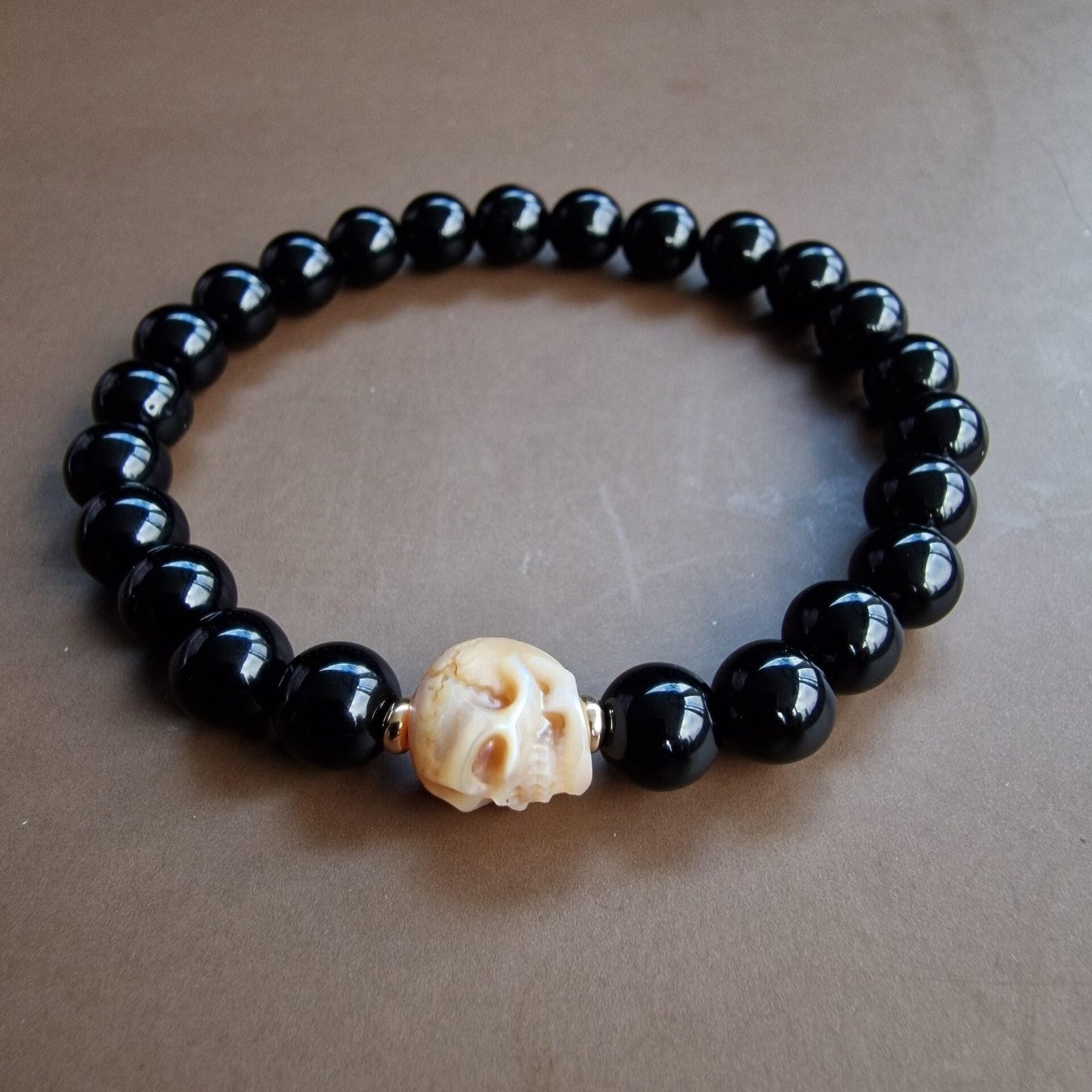 Agate Beads Bracelet with Natural Pearl skull - Image 3